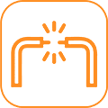 A green square with an orange line and sun symbol.